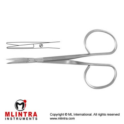 Ribbon Iris Scissor Straight - Flat Shanks - Blunt Stainless Steel, 10 cm - 4" Ribbon Iris Scissor Straight - Flat Shanks - Blunt Stainless Steel, 10 cm - 4"